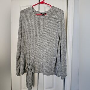 Gray Sweater with Tie Detail